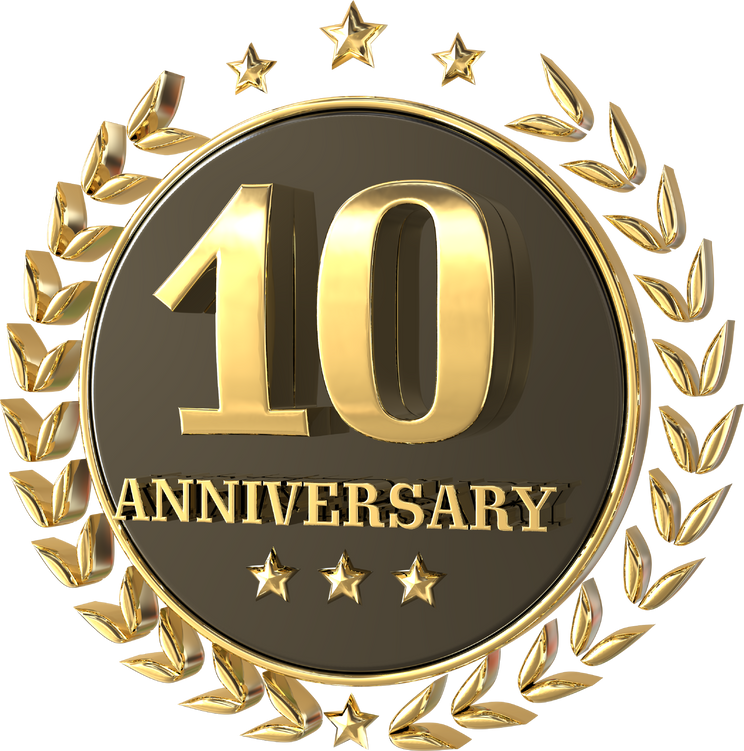 10 Anniversary Number 3D Gold Logo